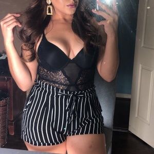 Push My Buttons Lace Teddy - Black